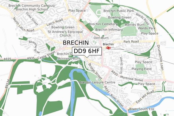 DD9 6HF map - small scale - OS Open Zoomstack (Ordnance Survey)