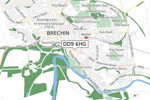 DD9 6HG map - small scale - OS Open Zoomstack (Ordnance Survey)