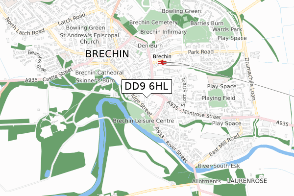 DD9 6HL map - small scale - OS Open Zoomstack (Ordnance Survey)