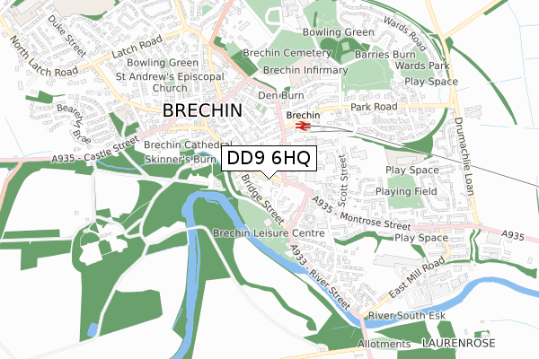 DD9 6HQ map - small scale - OS Open Zoomstack (Ordnance Survey)