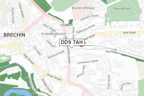 DD9 7AH map - large scale - OS Open Zoomstack (Ordnance Survey)