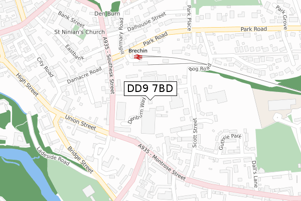 DD9 7BD map - large scale - OS Open Zoomstack (Ordnance Survey)