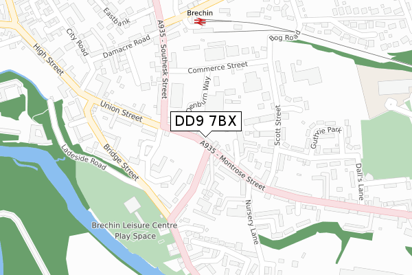 DD9 7BX map - large scale - OS Open Zoomstack (Ordnance Survey)