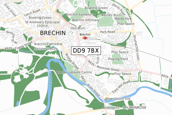 DD9 7BX map - small scale - OS Open Zoomstack (Ordnance Survey) DD9 7BX map - small scale - OS Open Zoomstack (Ordnance Survey)