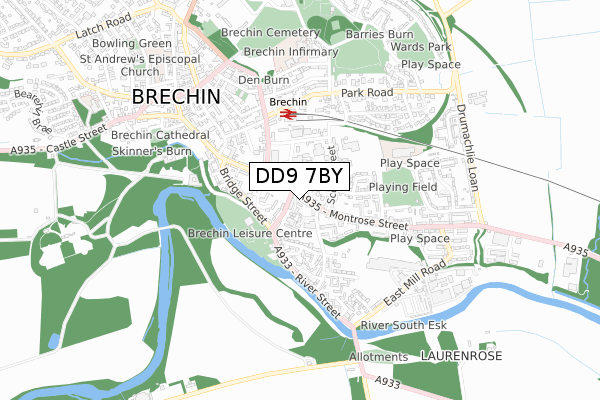 DD9 7BY map - small scale - OS Open Zoomstack (Ordnance Survey)