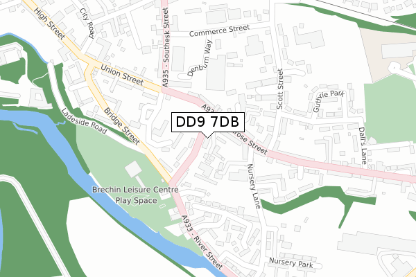 DD9 7DB map - large scale - OS Open Zoomstack (Ordnance Survey)