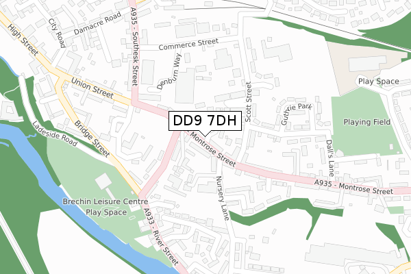 DD9 7DH map - large scale - OS Open Zoomstack (Ordnance Survey)