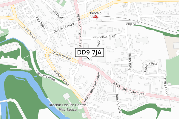 DD9 7JA map - large scale - OS Open Zoomstack (Ordnance Survey)