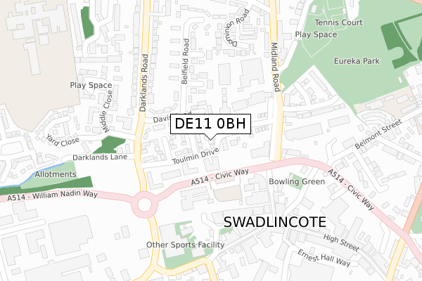 DE11 0BH map - large scale - OS Open Zoomstack (Ordnance Survey)