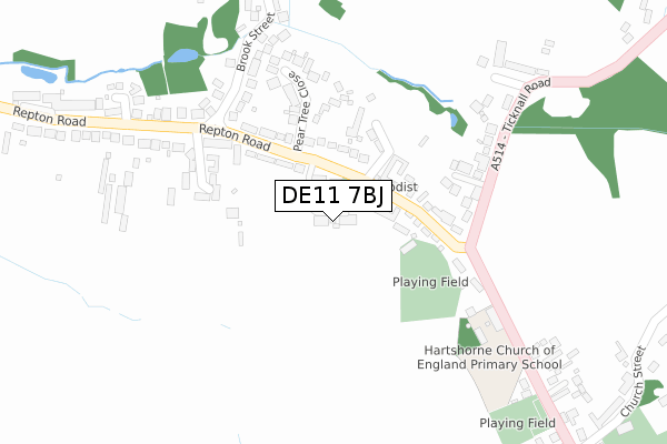DE11 7BJ map - large scale - OS Open Zoomstack (Ordnance Survey)