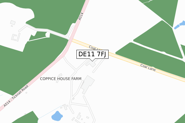 DE11 7FJ map - large scale - OS Open Zoomstack (Ordnance Survey)