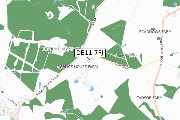 DE11 7FJ map - small scale - OS Open Zoomstack (Ordnance Survey)