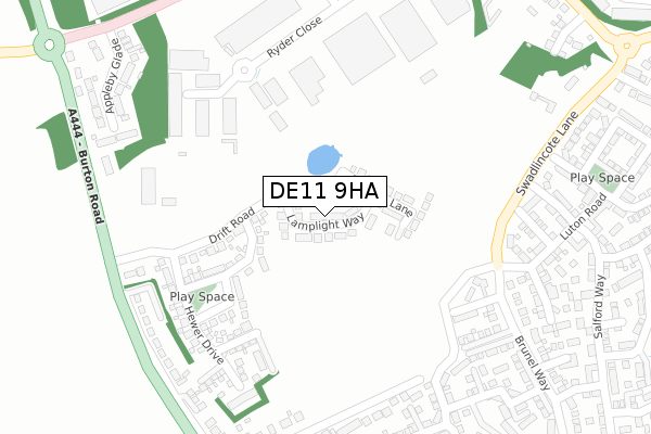 DE11 9HA map - large scale - OS Open Zoomstack (Ordnance Survey)