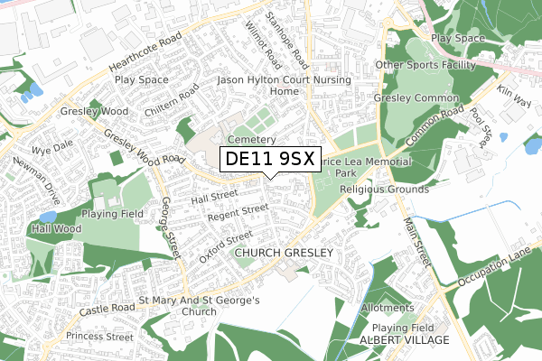 DE11 9SX map - small scale - OS Open Zoomstack (Ordnance Survey) DE11 9SX map - small scale - OS Open Zoomstack (Ordnance Survey)