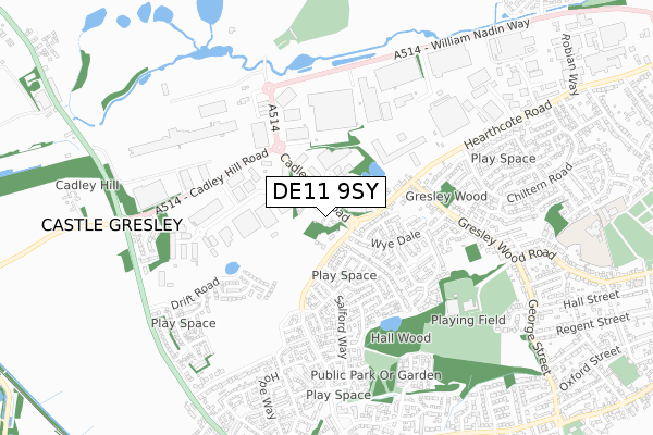 DE11 9SY map - small scale - OS Open Zoomstack (Ordnance Survey)