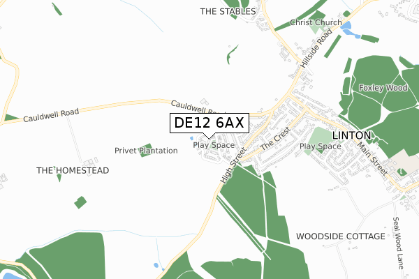 DE12 6AX map - small scale - OS Open Zoomstack (Ordnance Survey)