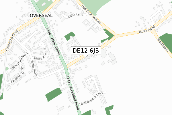 DE12 6JB map - large scale - OS Open Zoomstack (Ordnance Survey)