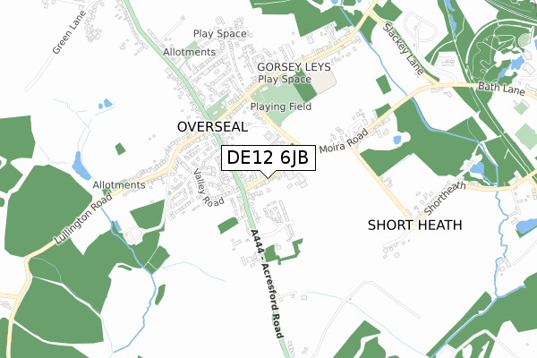 DE12 6JB map - small scale - OS Open Zoomstack (Ordnance Survey)