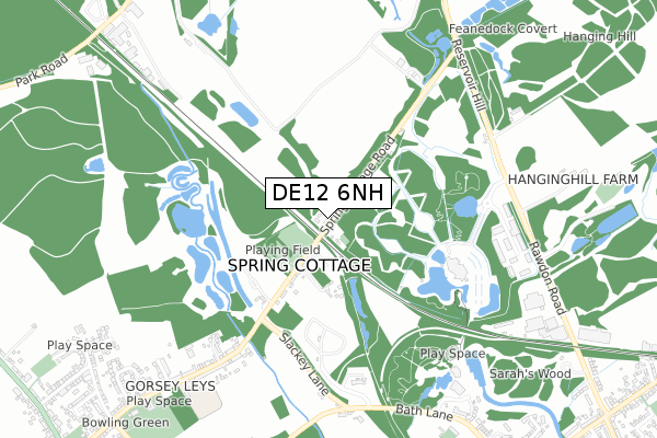DE12 6NH map - small scale - OS Open Zoomstack (Ordnance Survey)