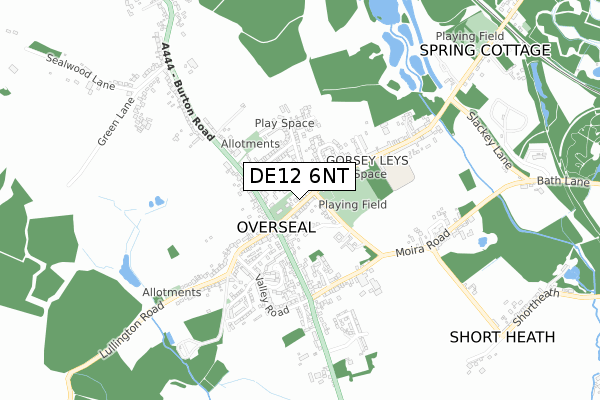 DE12 6NT map - small scale - OS Open Zoomstack (Ordnance Survey)