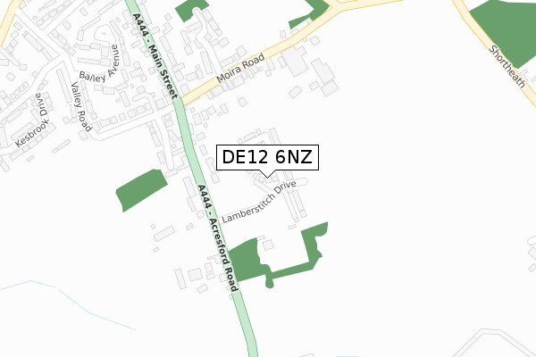 DE12 6NZ map - large scale - OS Open Zoomstack (Ordnance Survey)