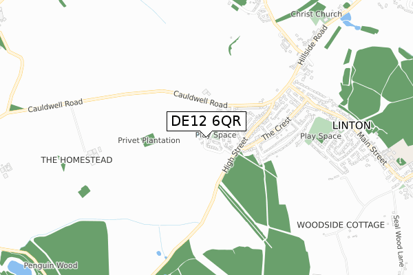 DE12 6QR map - small scale - OS Open Zoomstack (Ordnance Survey)