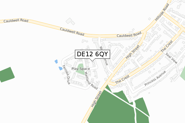 DE12 6QY map - large scale - OS Open Zoomstack (Ordnance Survey)