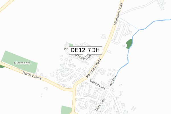 DE12 7DH map - large scale - OS Open Zoomstack (Ordnance Survey)
