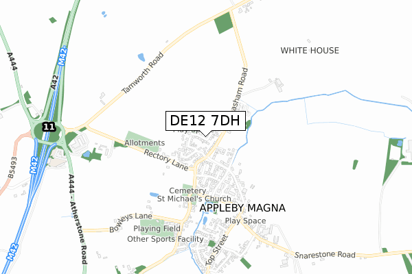 DE12 7DH map - small scale - OS Open Zoomstack (Ordnance Survey)