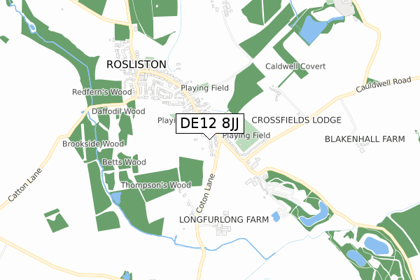 DE12 8JJ map - small scale - OS Open Zoomstack (Ordnance Survey) DE12 8JJ map - small scale - OS Open Zoomstack (Ordnance Survey)