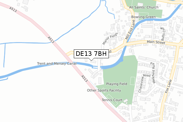 DE13 7BH map - large scale - OS Open Zoomstack (Ordnance Survey) DE13 7BH map - large scale - OS Open Zoomstack (Ordnance Survey)
