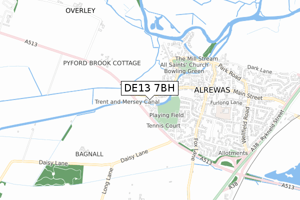 DE13 7BH map - small scale - OS Open Zoomstack (Ordnance Survey) DE13 7BH map - small scale - OS Open Zoomstack (Ordnance Survey)