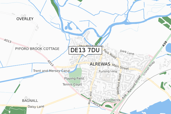 DE13 7DU map - small scale - OS Open Zoomstack (Ordnance Survey) DE13 7DU map - small scale - OS Open Zoomstack (Ordnance Survey)