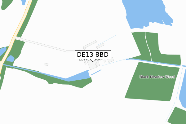 DE13 8BD map - large scale - OS Open Zoomstack (Ordnance Survey)