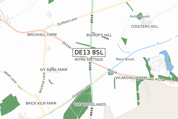 DE13 8SL map - small scale - OS Open Zoomstack (Ordnance Survey)