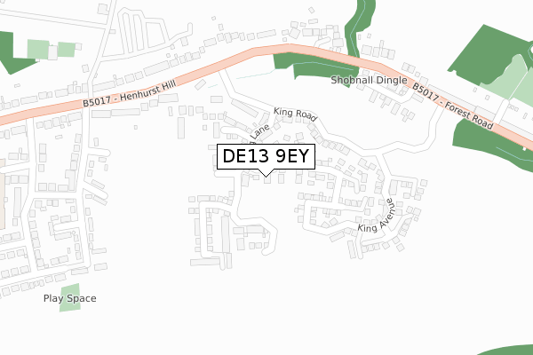 DE13 9EY map - large scale - OS Open Zoomstack (Ordnance Survey)