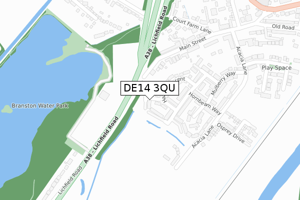 DE14 3QU map - large scale - OS Open Zoomstack (Ordnance Survey)