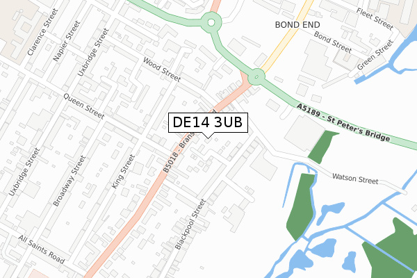 DE14 3UB map - large scale - OS Open Zoomstack (Ordnance Survey)