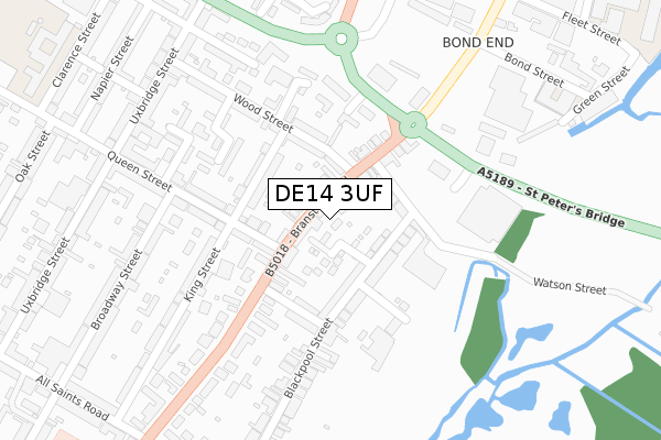 DE14 3UF map - large scale - OS Open Zoomstack (Ordnance Survey)