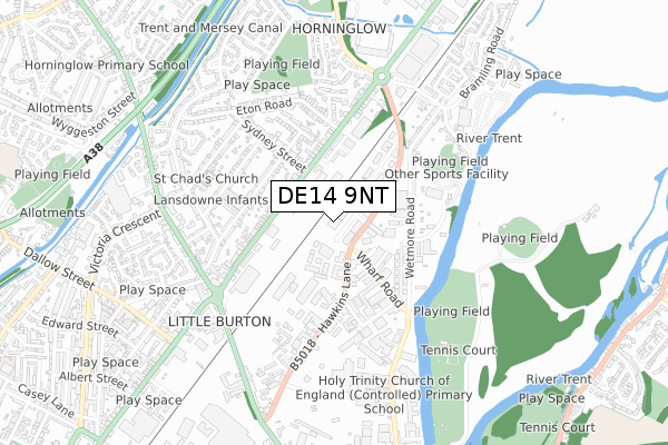 DE14 9NT map - small scale - OS Open Zoomstack (Ordnance Survey) DE14 9NT map - small scale - OS Open Zoomstack (Ordnance Survey)