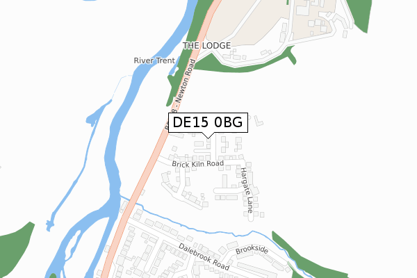 DE15 0BG map - large scale - OS Open Zoomstack (Ordnance Survey)