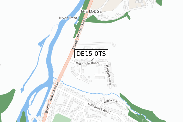 DE15 0TS map - large scale - OS Open Zoomstack (Ordnance Survey)