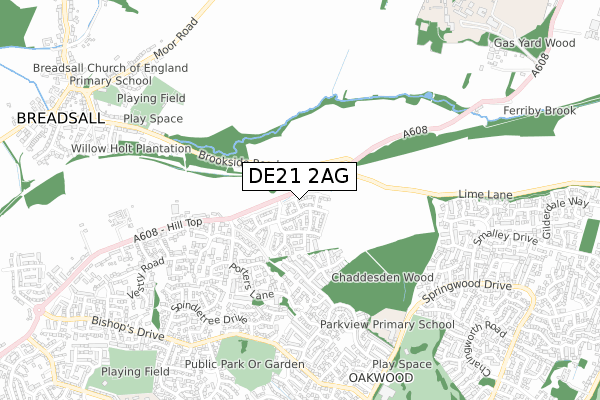 DE21 2AG map - small scale - OS Open Zoomstack (Ordnance Survey)