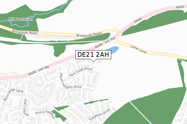 DE21 2AH map - large scale - OS Open Zoomstack (Ordnance Survey)