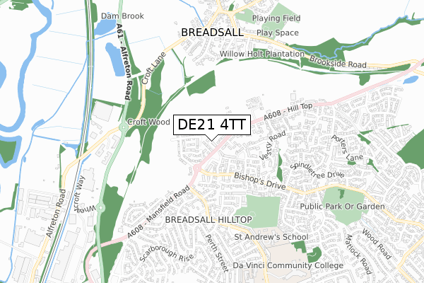 DE21 4TT map - small scale - OS Open Zoomstack (Ordnance Survey)