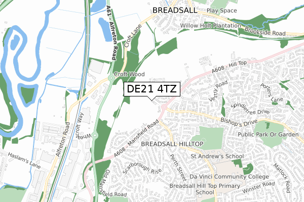 DE21 4TZ map - small scale - OS Open Zoomstack (Ordnance Survey)