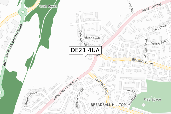 DE21 4UA map - large scale - OS Open Zoomstack (Ordnance Survey)
