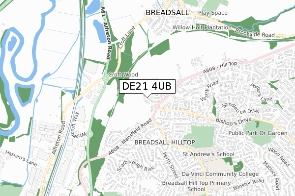 DE21 4UB map - small scale - OS Open Zoomstack (Ordnance Survey)