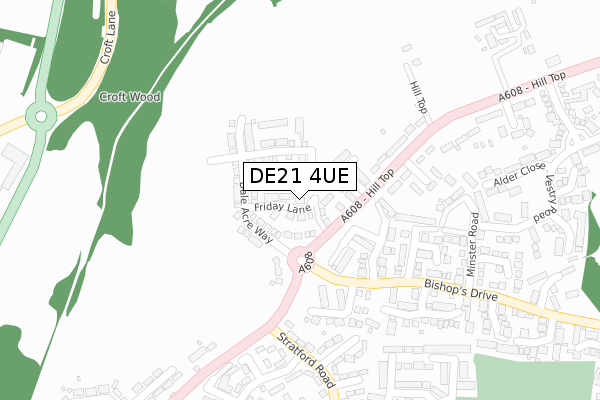 DE21 4UE map - large scale - OS Open Zoomstack (Ordnance Survey)