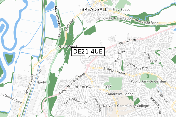 DE21 4UE map - small scale - OS Open Zoomstack (Ordnance Survey)